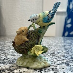 Vintage squirrel and bird figurine